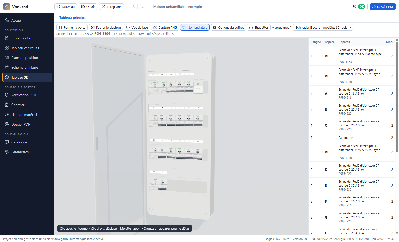 Tableau en 3D dans Vonkcad