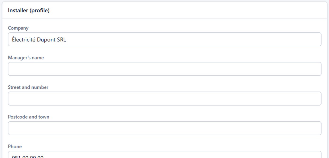 Your contact details, shown on every document.