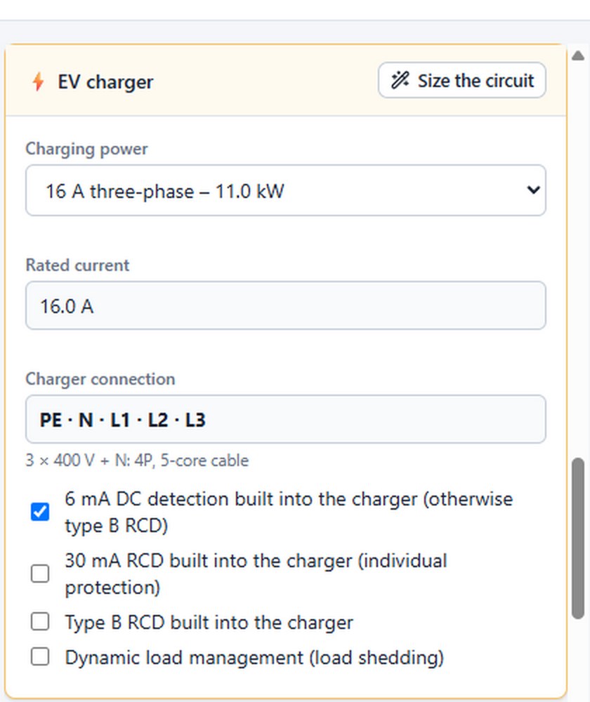 On 3 × 400 V + N: 11 kW, 4P breaker, 5-core cable, PE · N · L1 · L2 · L3.